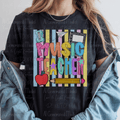 Bright Preppy Music Teacher Pastel Stripes