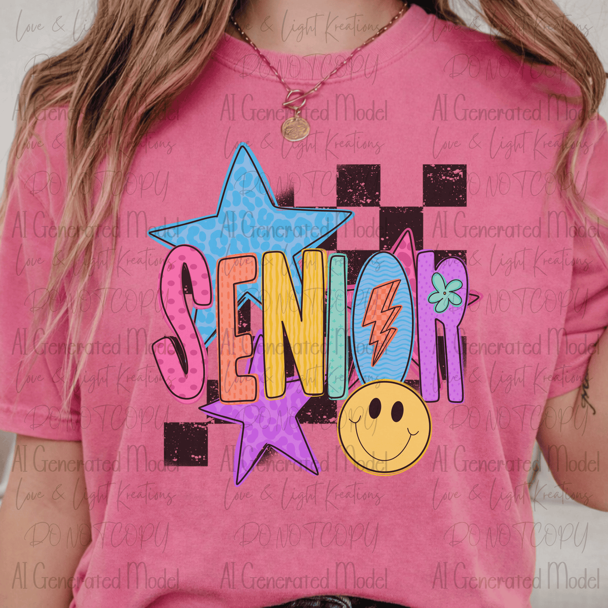 Bright Retro Senior Checker Stars
