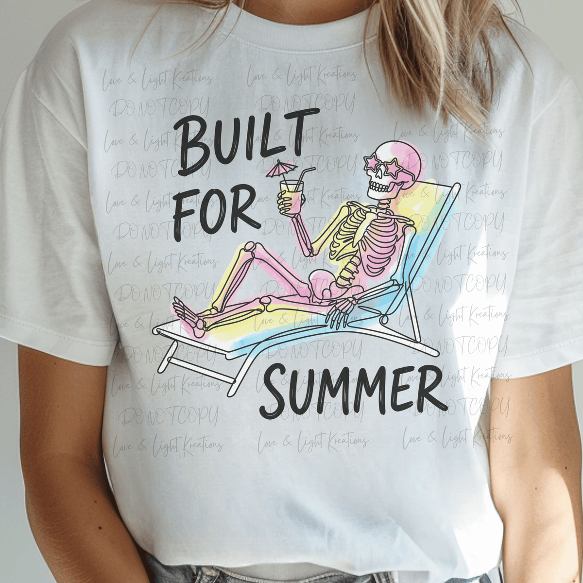 Built For Summer Neon Watercolor Skeleton