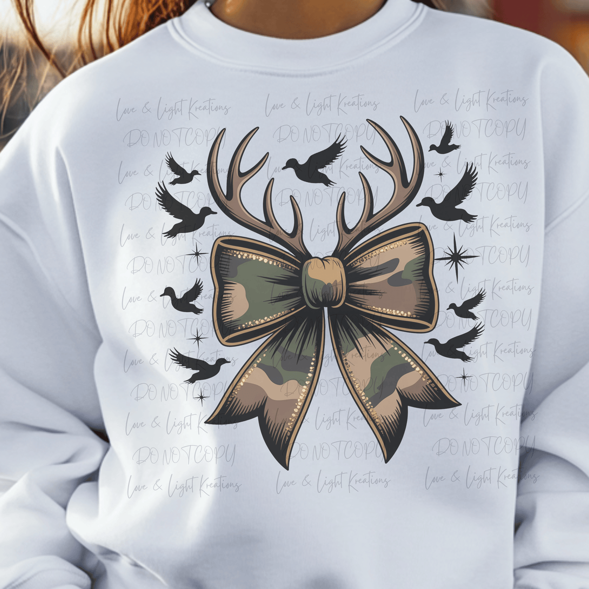 Camo Coquette Bow with Antlers and Ducks