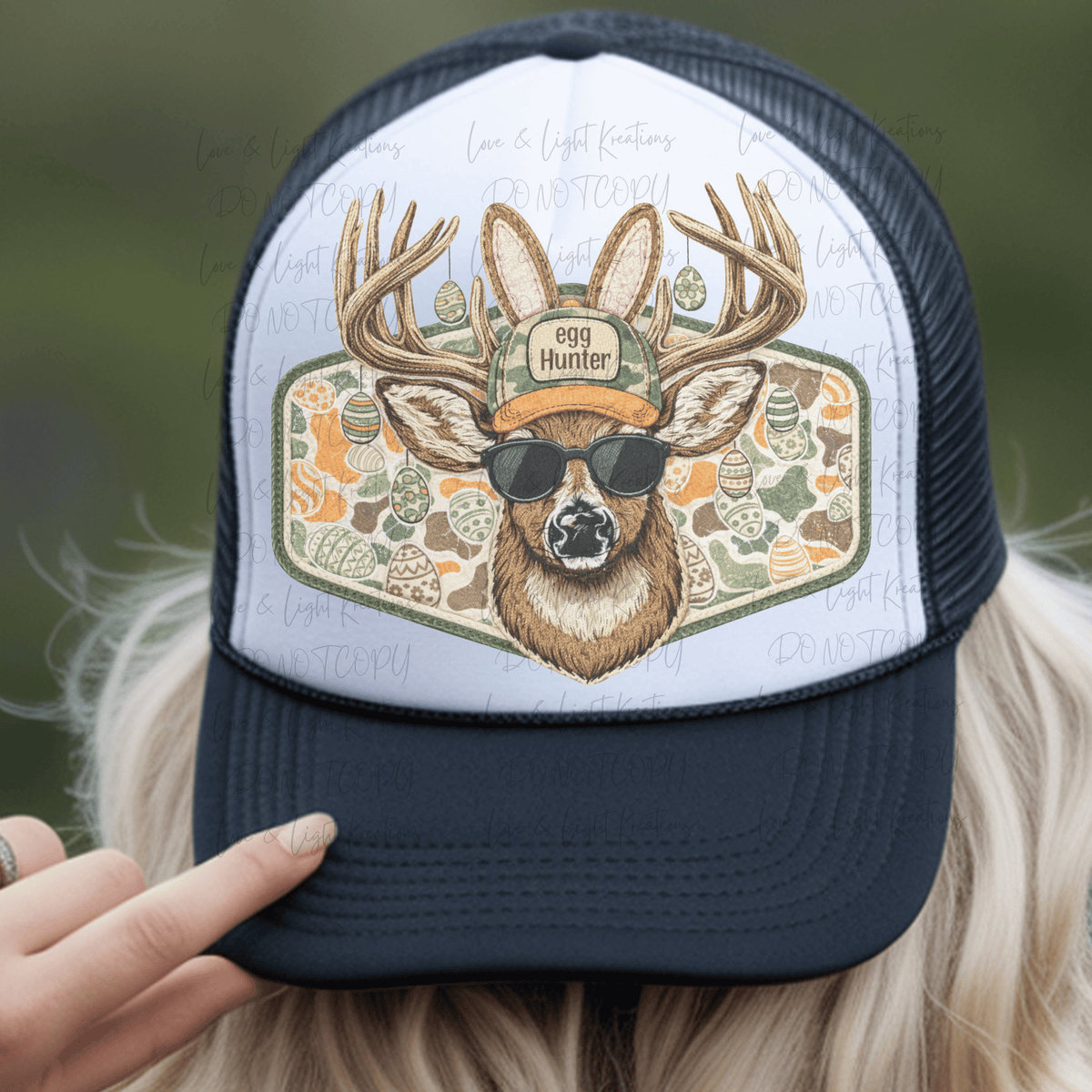 Camo Egg Hunter Faux Quilted Deer Head
