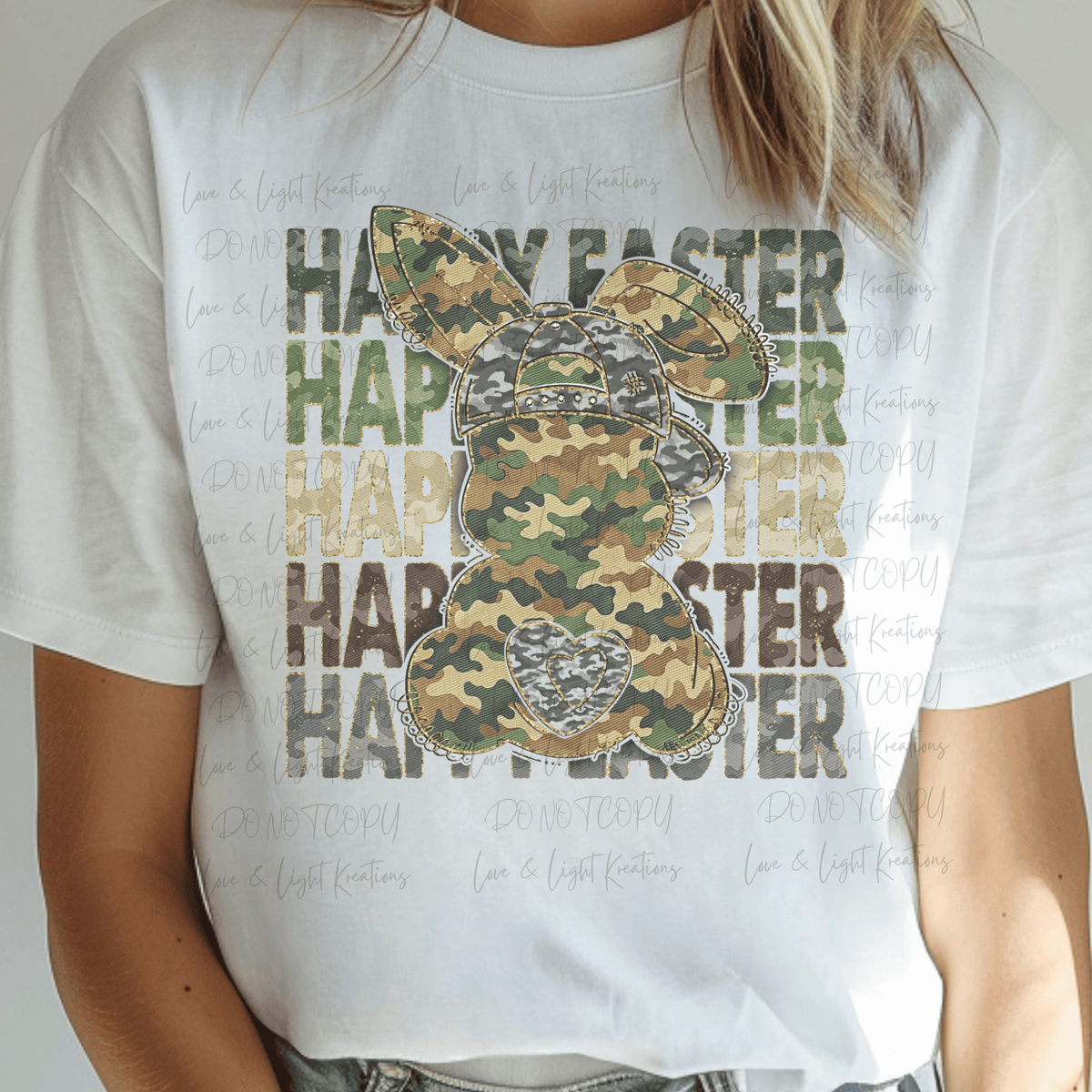 Camo Happy Easter with Camo Easter Bunny