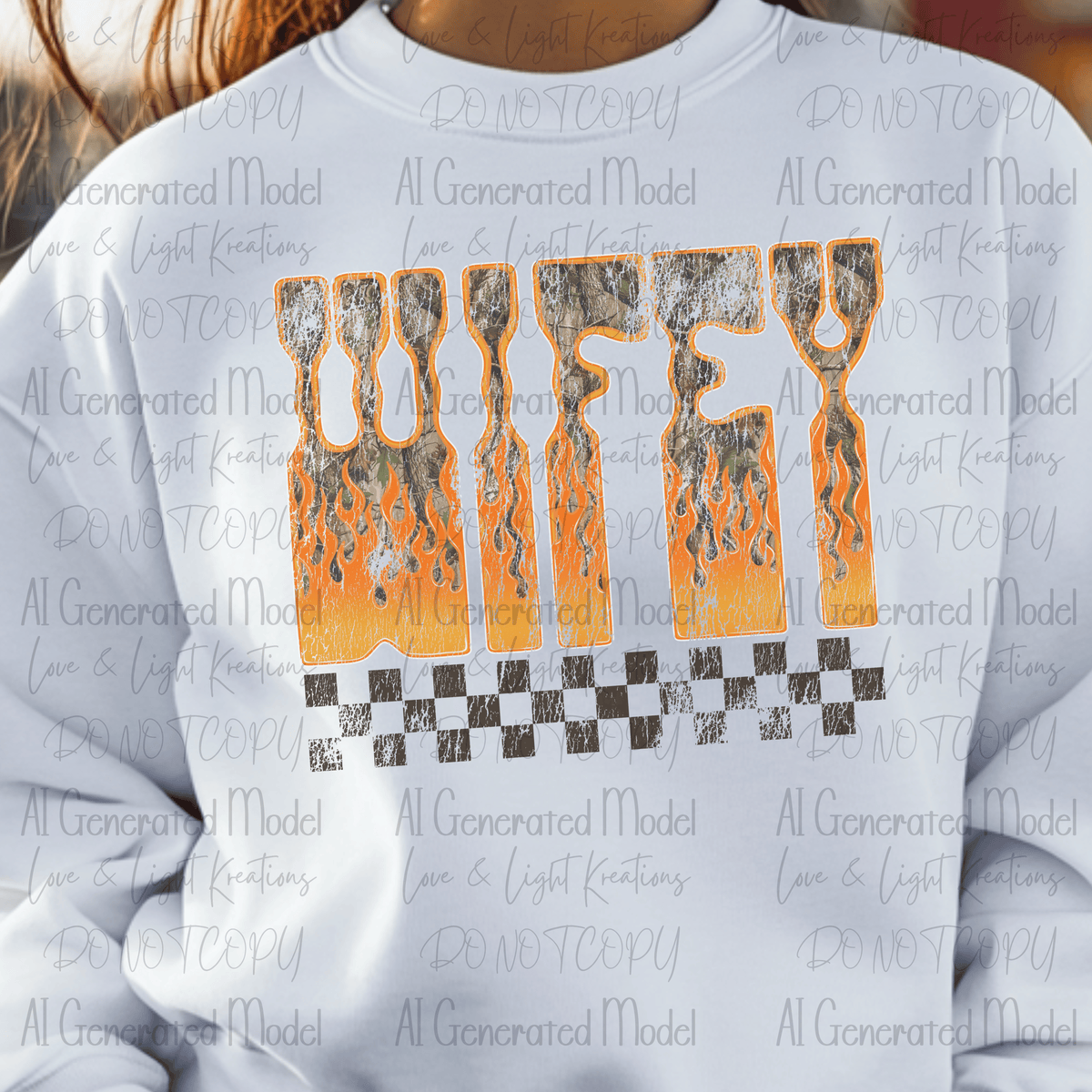 Camo Orange Wifey Distressed