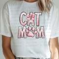 Cat Mom with Pink Coquette Bow, Paw, and Letters