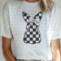 Checkered Easter Bunny with Polka Dot Coquette Bow