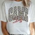 Checkered Game Day with Faux Glitter Outline