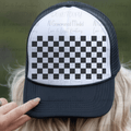 Checkered Hat Background - Black