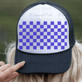 Checkered Hat Background - Blue