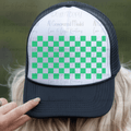 Checkered Hat Background - Green