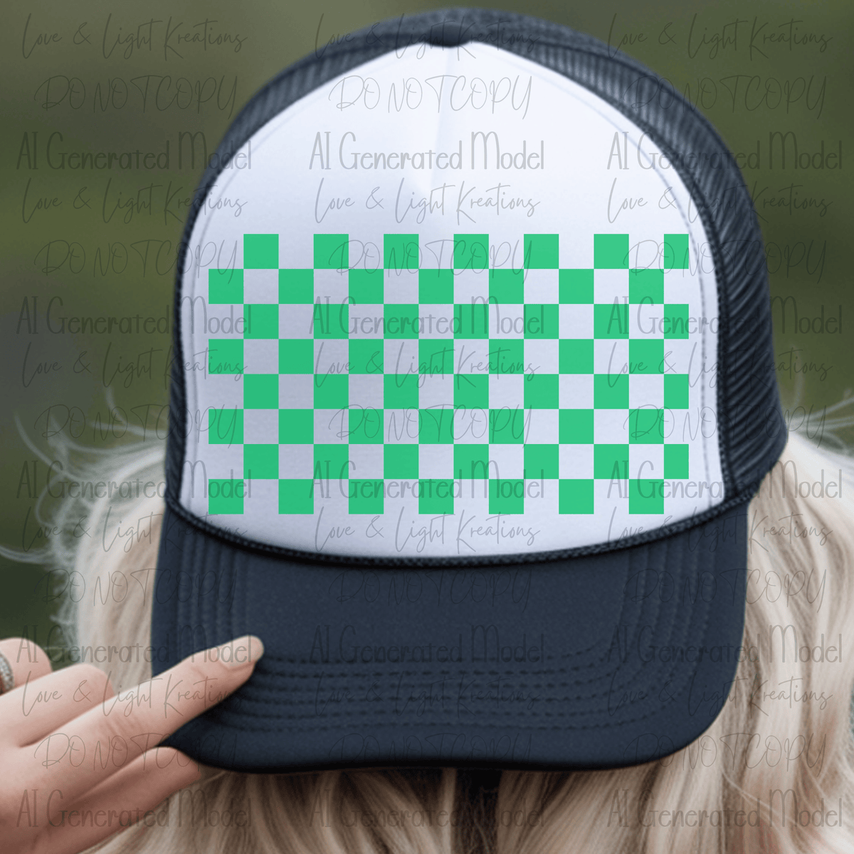 Checkered Hat Background - Green