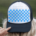 Checkered Hat Background - Light Blue