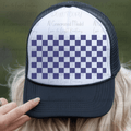 Checkered Hat Background - Navy