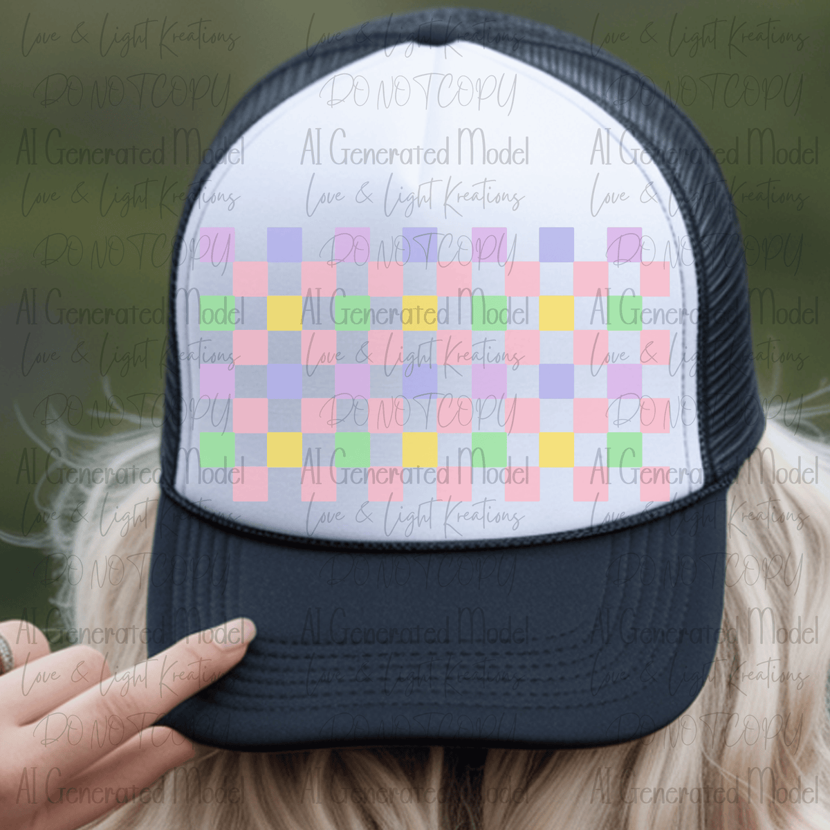 Checkered Hat Background - Pastel