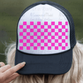 Checkered Hat Background - Pink