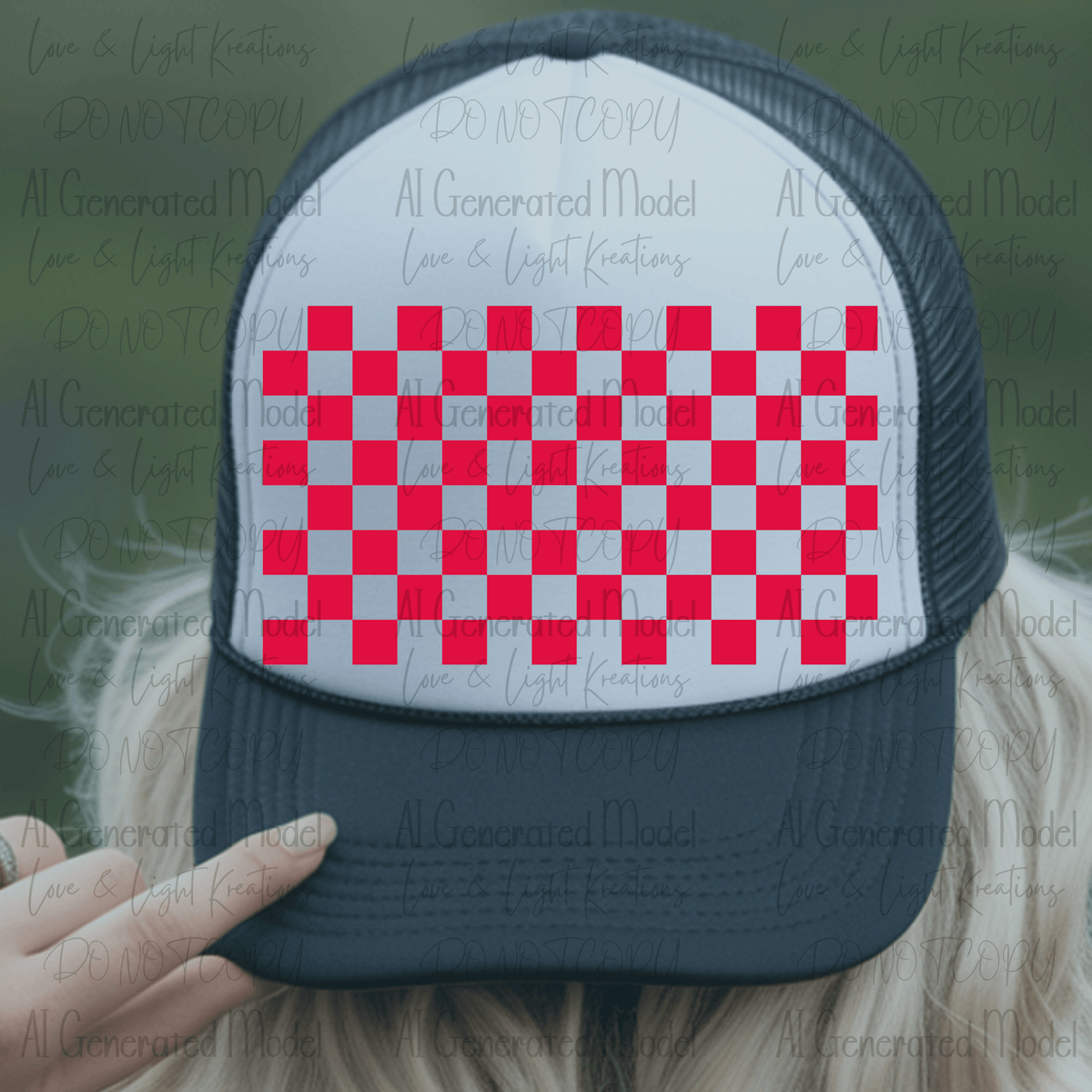 Checkered Hat Background - Red