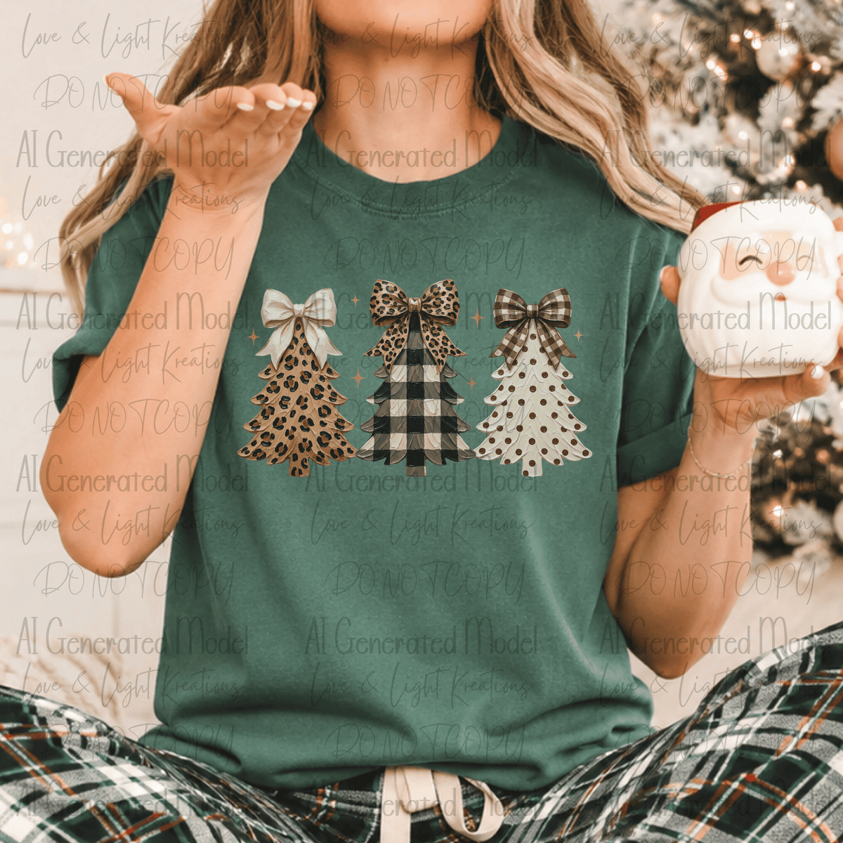 Checkered Polka Dot Bow Western Christmas Trees
