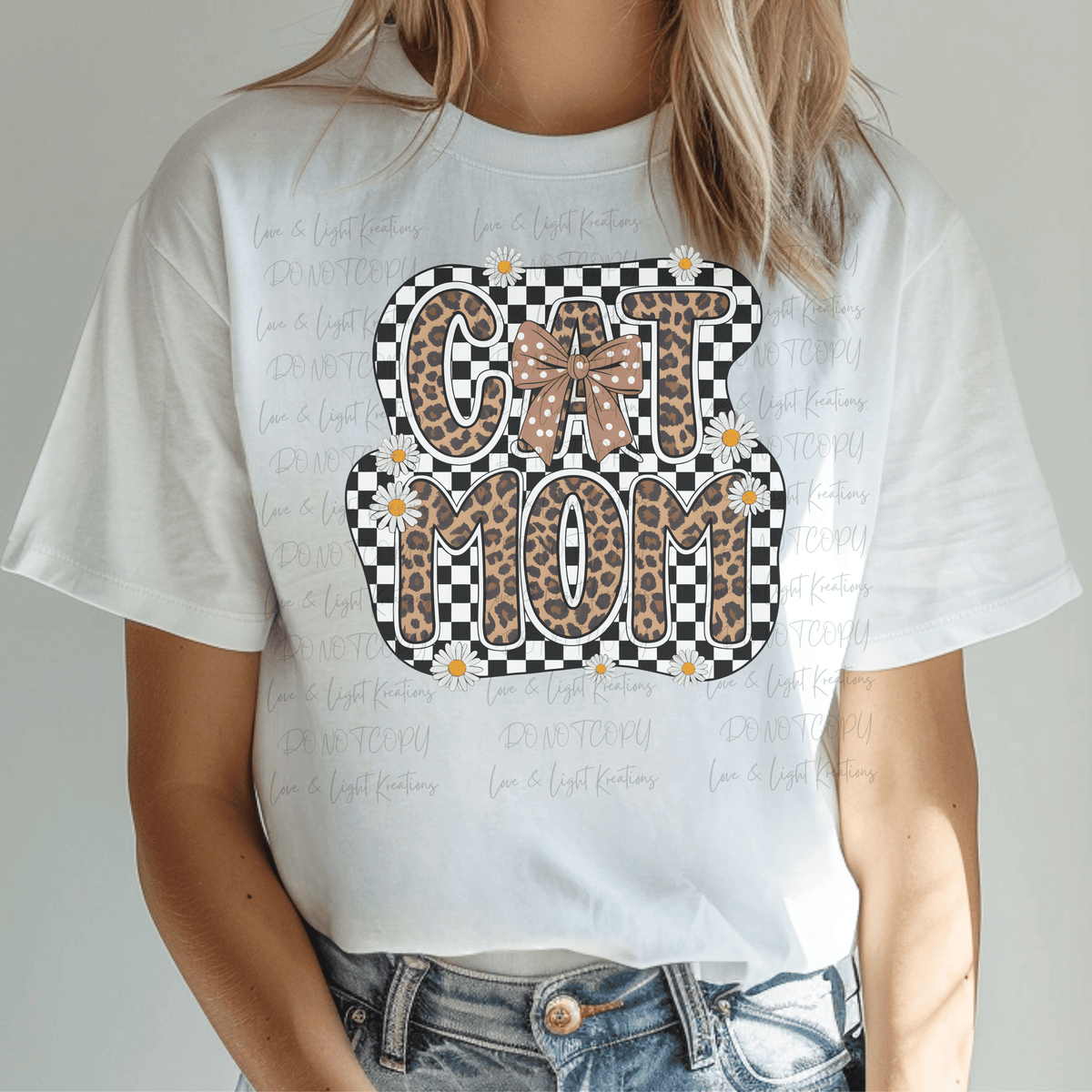 Checkered and Cheetah Print Cat Mom