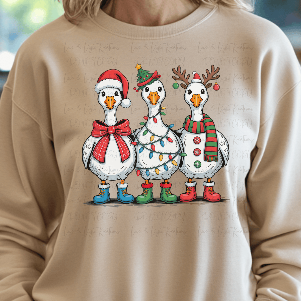 Christmas Geese with Festive Hats