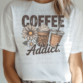 Coffee Addict with Coffees and Flowers