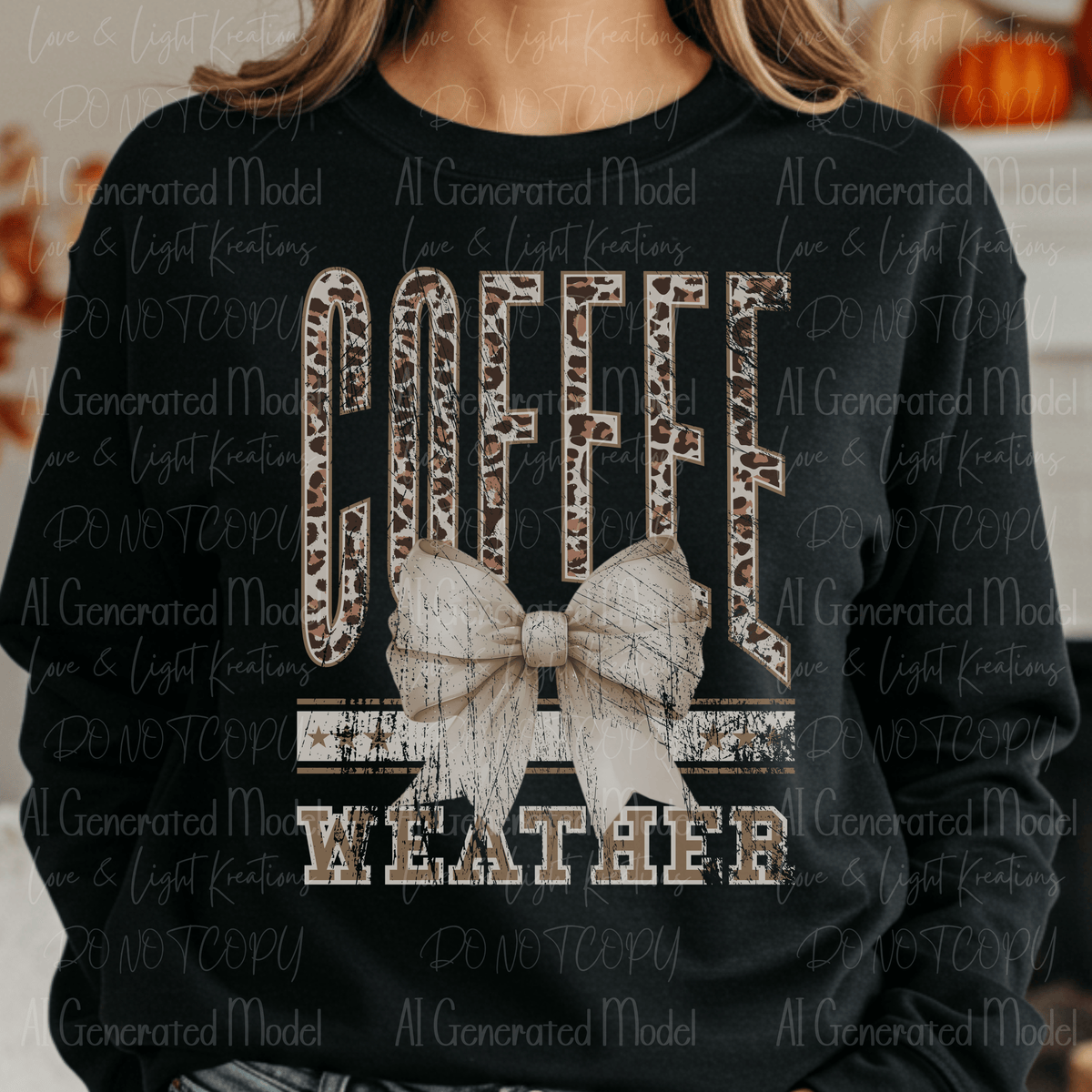 Coffee Weather Coquette Bow Leopard Distressed