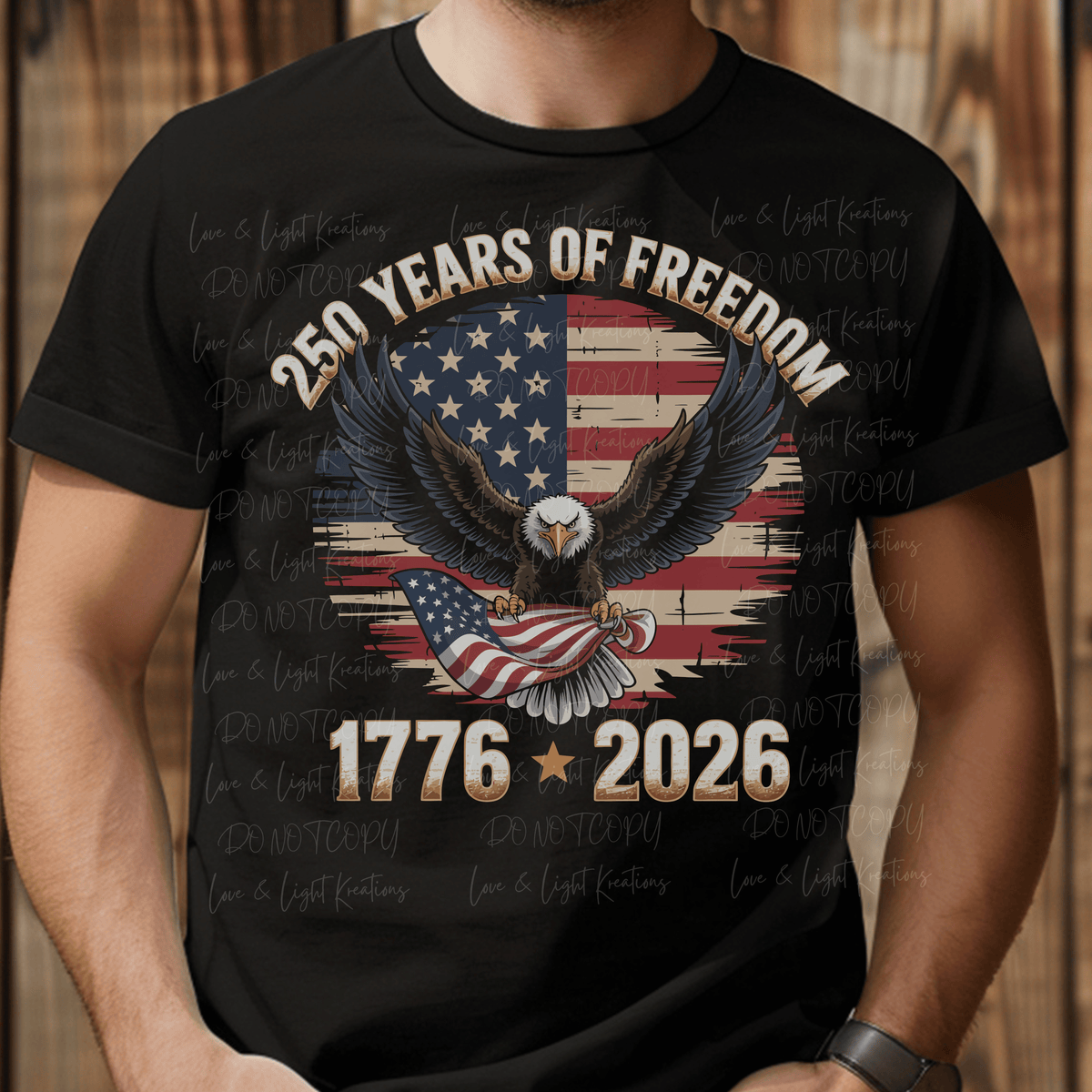 Color 250 Years of Freedom with Flag Background and Eagle