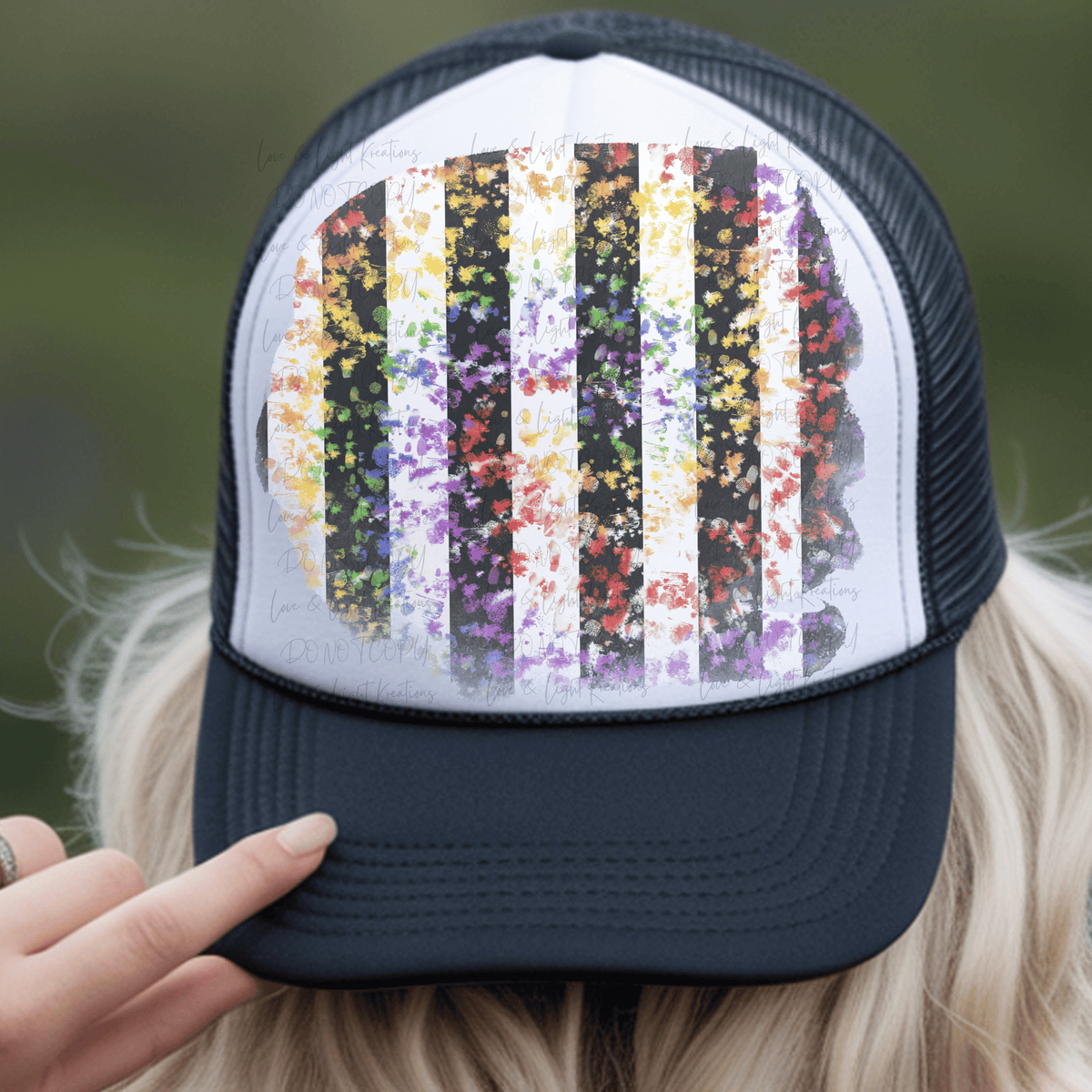 Colored Splatter with White and Black Stripes Background