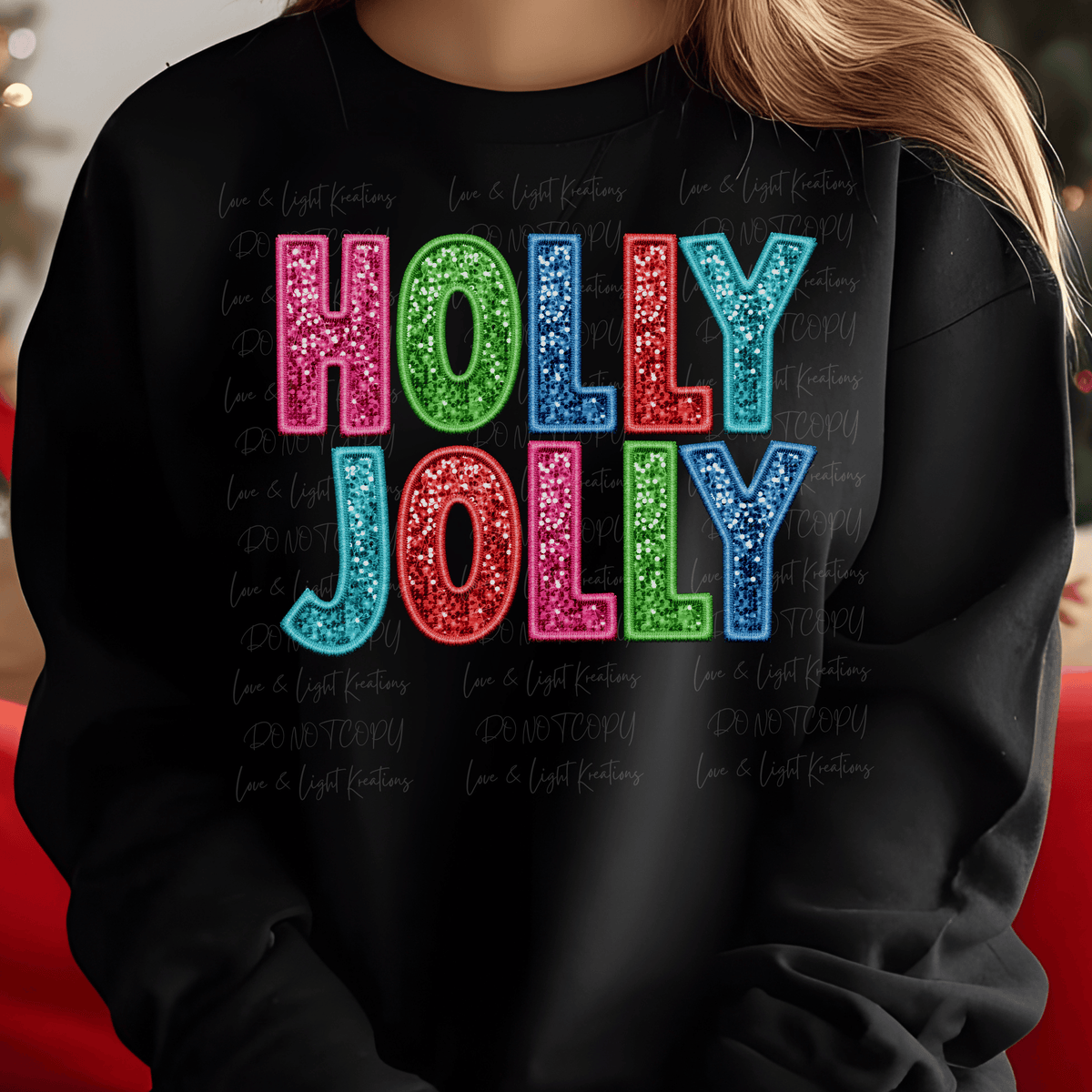 Colorful Faux Sequin Holly Jolly