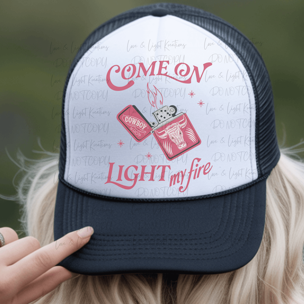 Come On Cowboy Light My Fire with Pink Lighter with Cow Head Edgy Western
