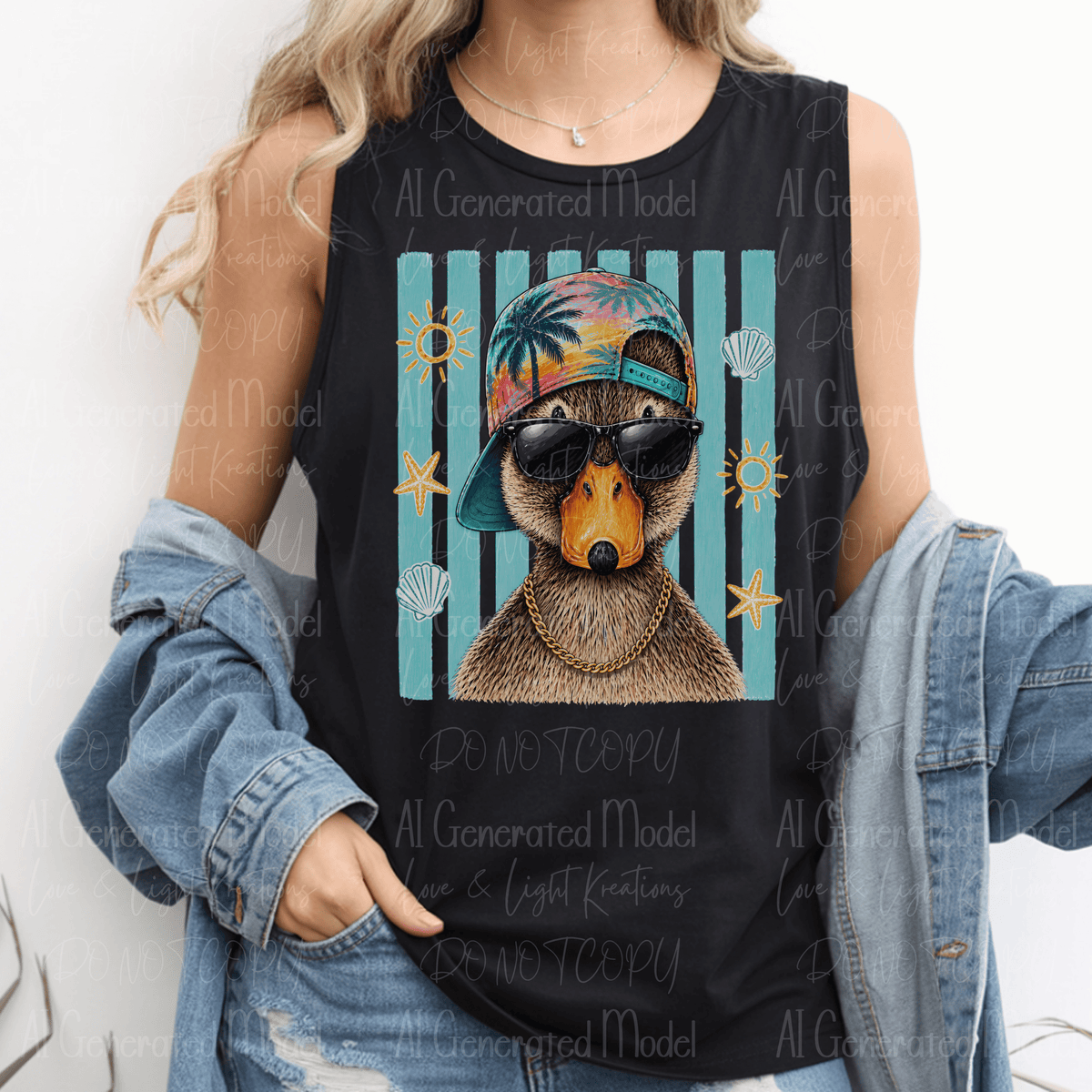 Cool Summer Duck with Sunglasses and Hat