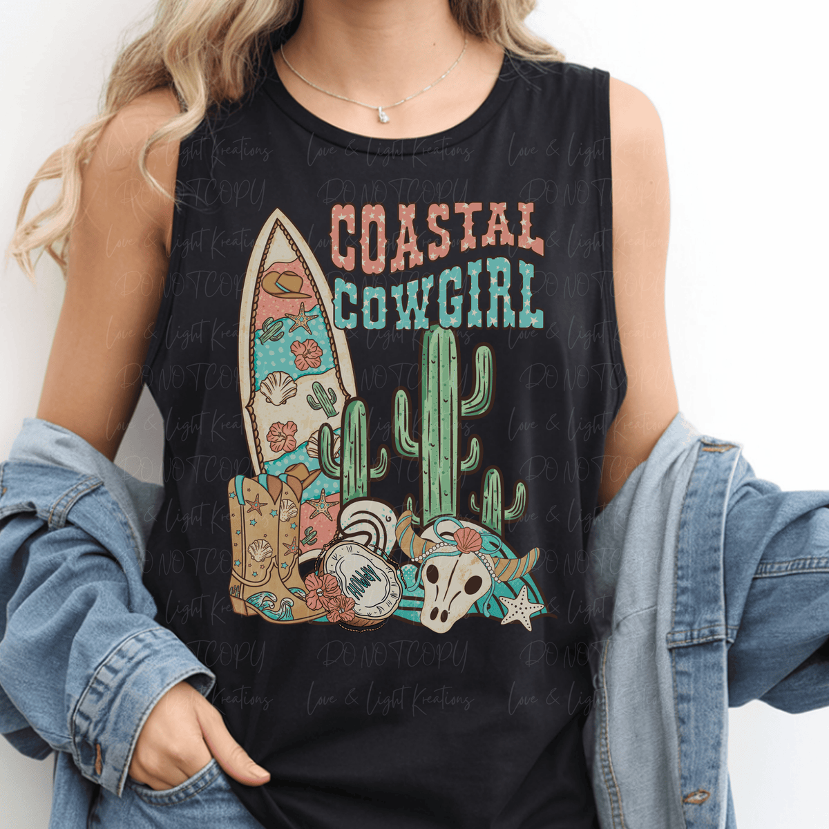 Costal Cowgirl Surfboard and Cow Skull