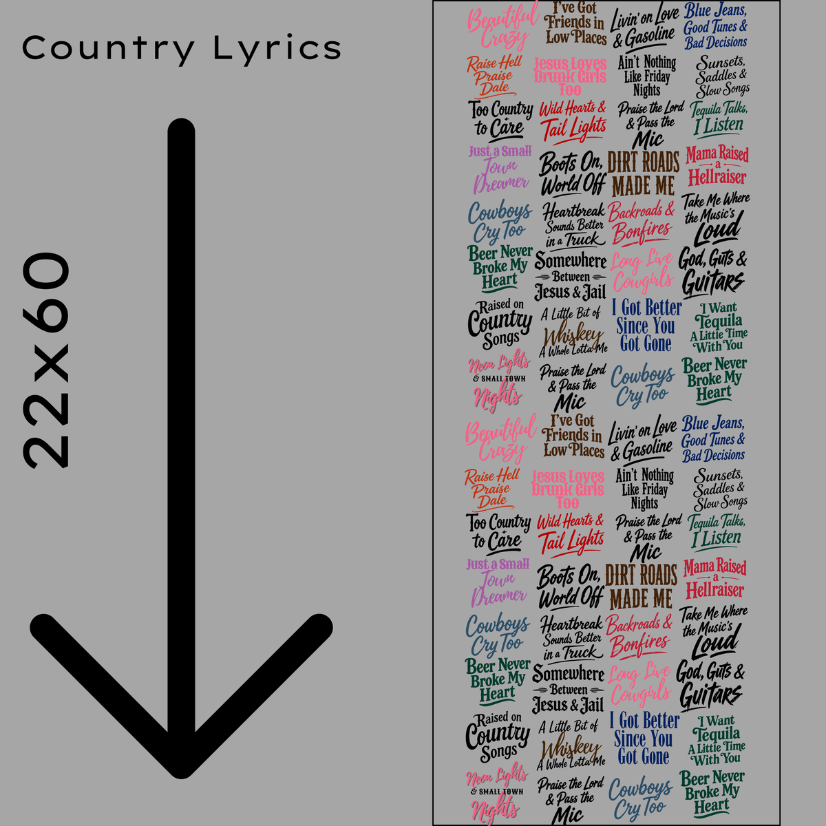 Country Lyrics Hat Gang Sheet