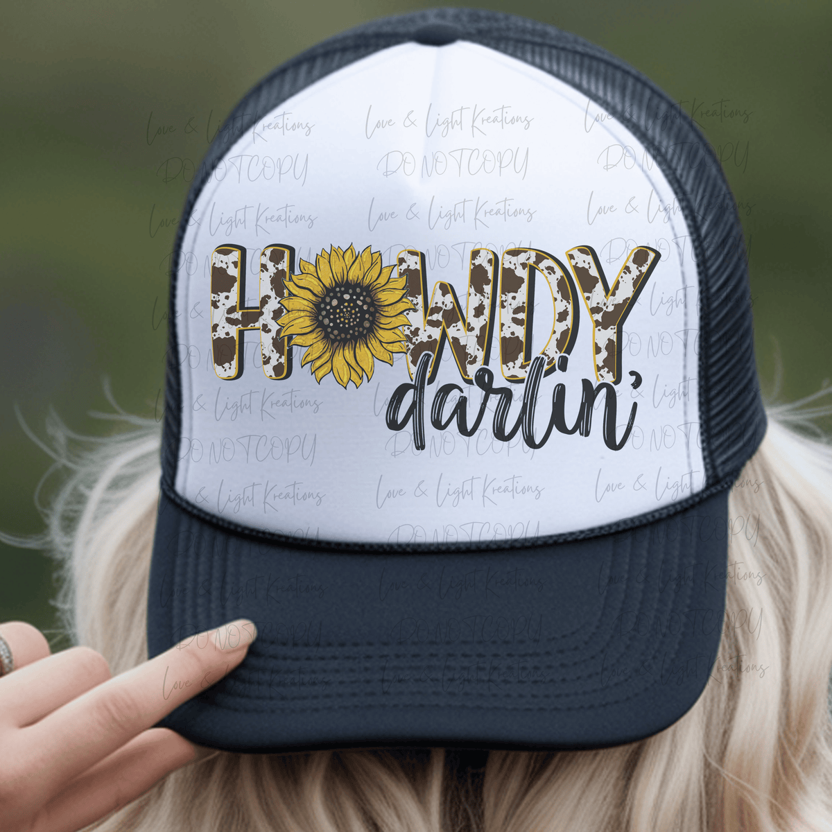 Cow Print Howdy Darlin with Sunflower