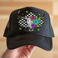 Cow Skull with Spade and Neon Flowers and Stars