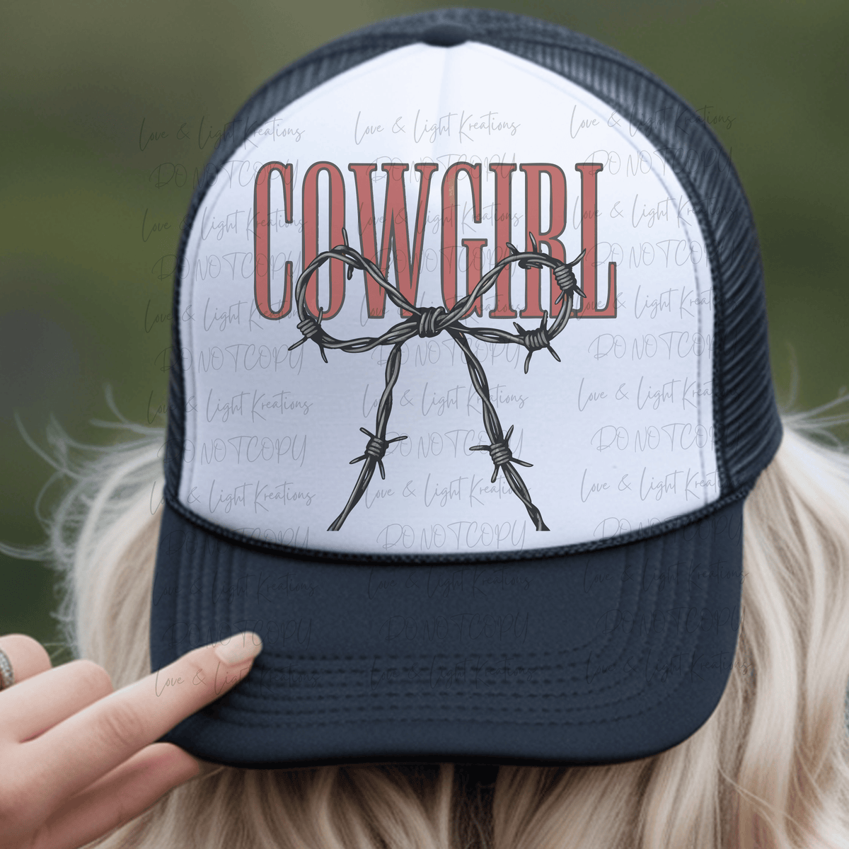 Cowgirl with Barbwire Coquette Bow Edgy Western