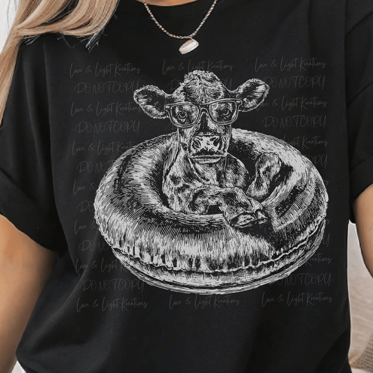 Cow in an Inner Tube White Sketch