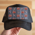 Crabs and Bows on Blue Stripe Hat Background