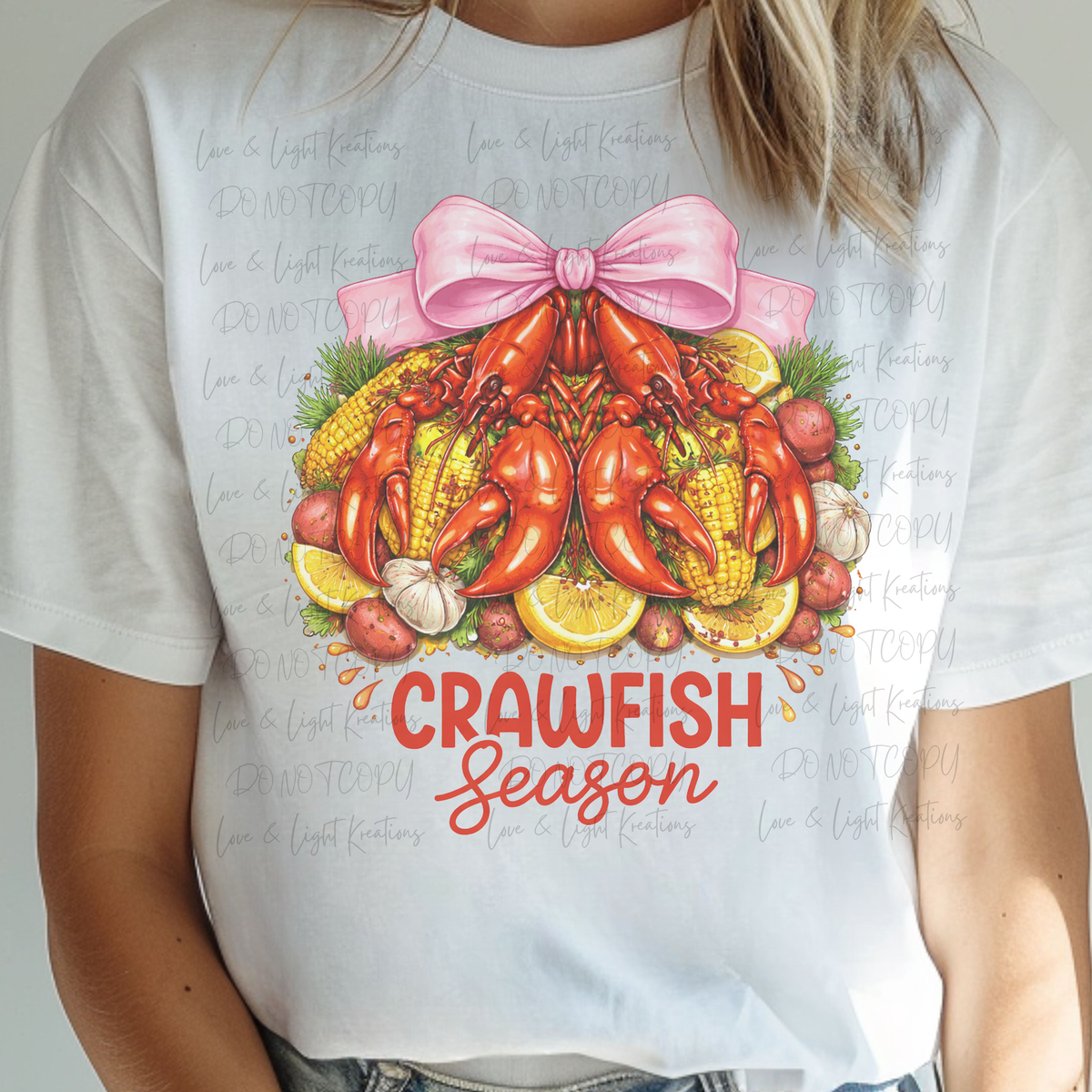 Crawfish Season with Pink Bow and Sides