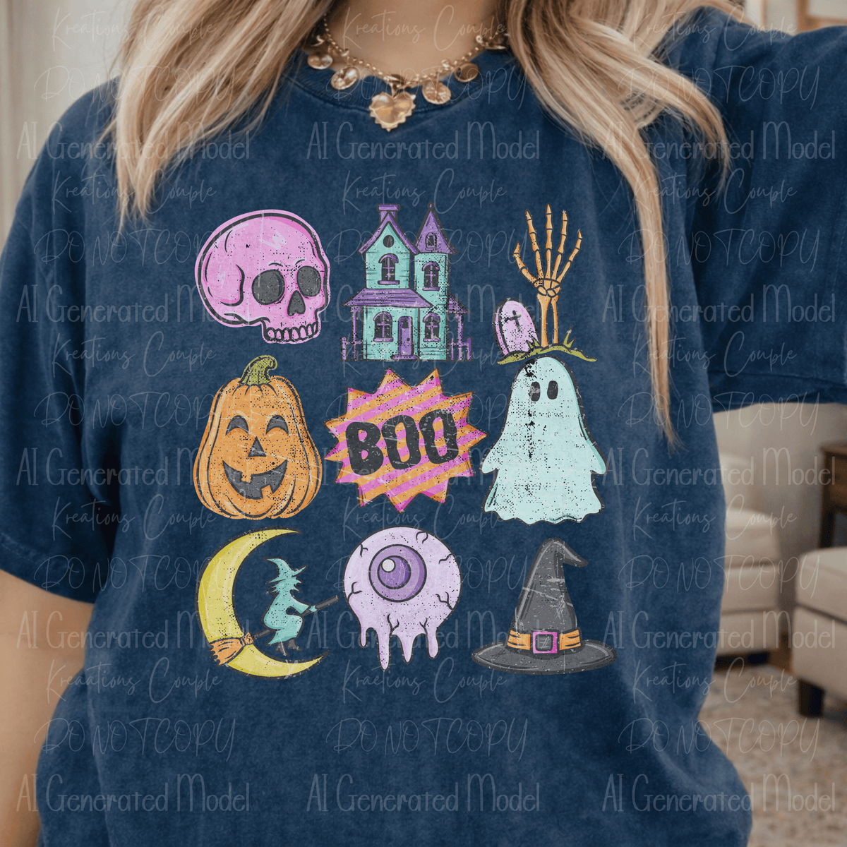 Cute Pastel Halloween Collage Distressed
