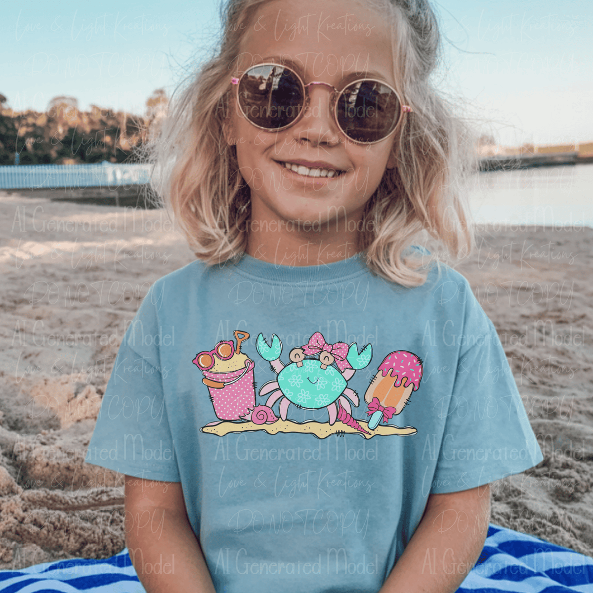 Cute Summer Pink Crab and Summer Fun