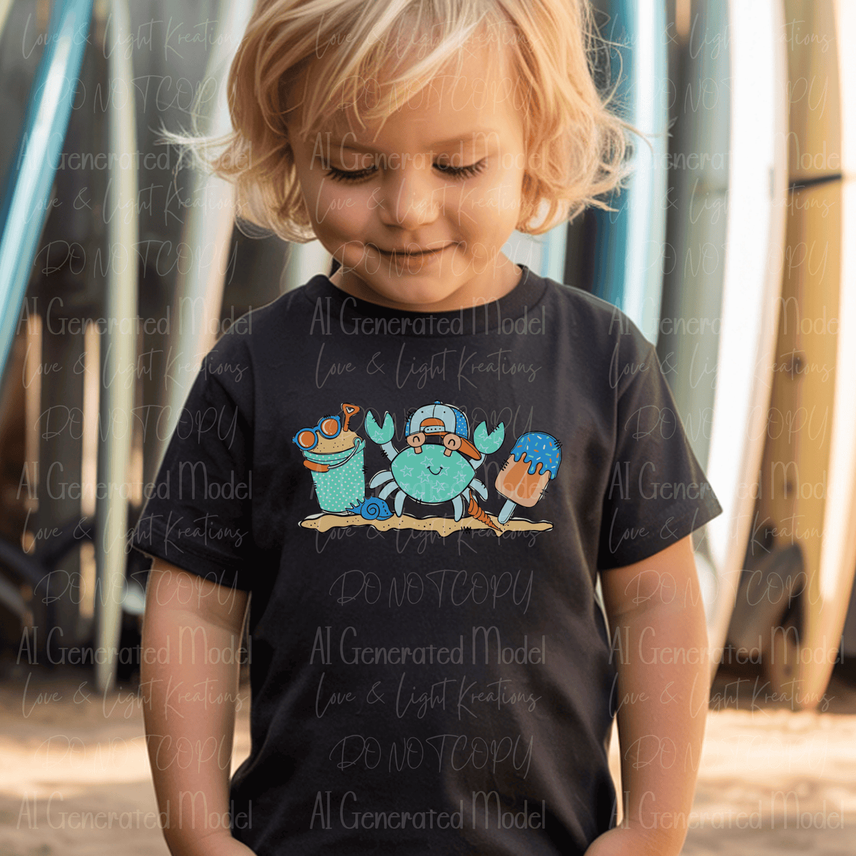 Cute Summer Turquoise Crab and Summer Fun