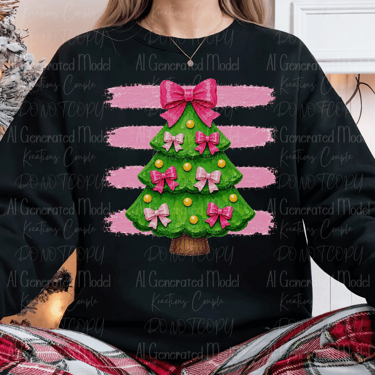 Cute and Stripey Pink Christmas Tree with Bows