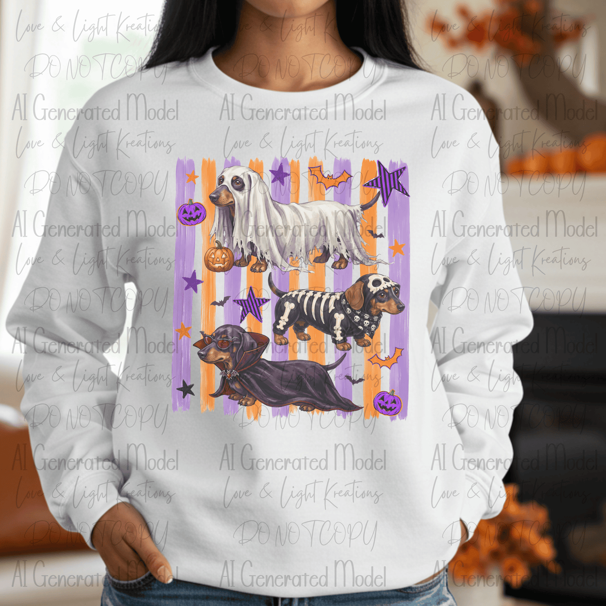 Dachshund Halloween Costumes Purple and Orange Stripes