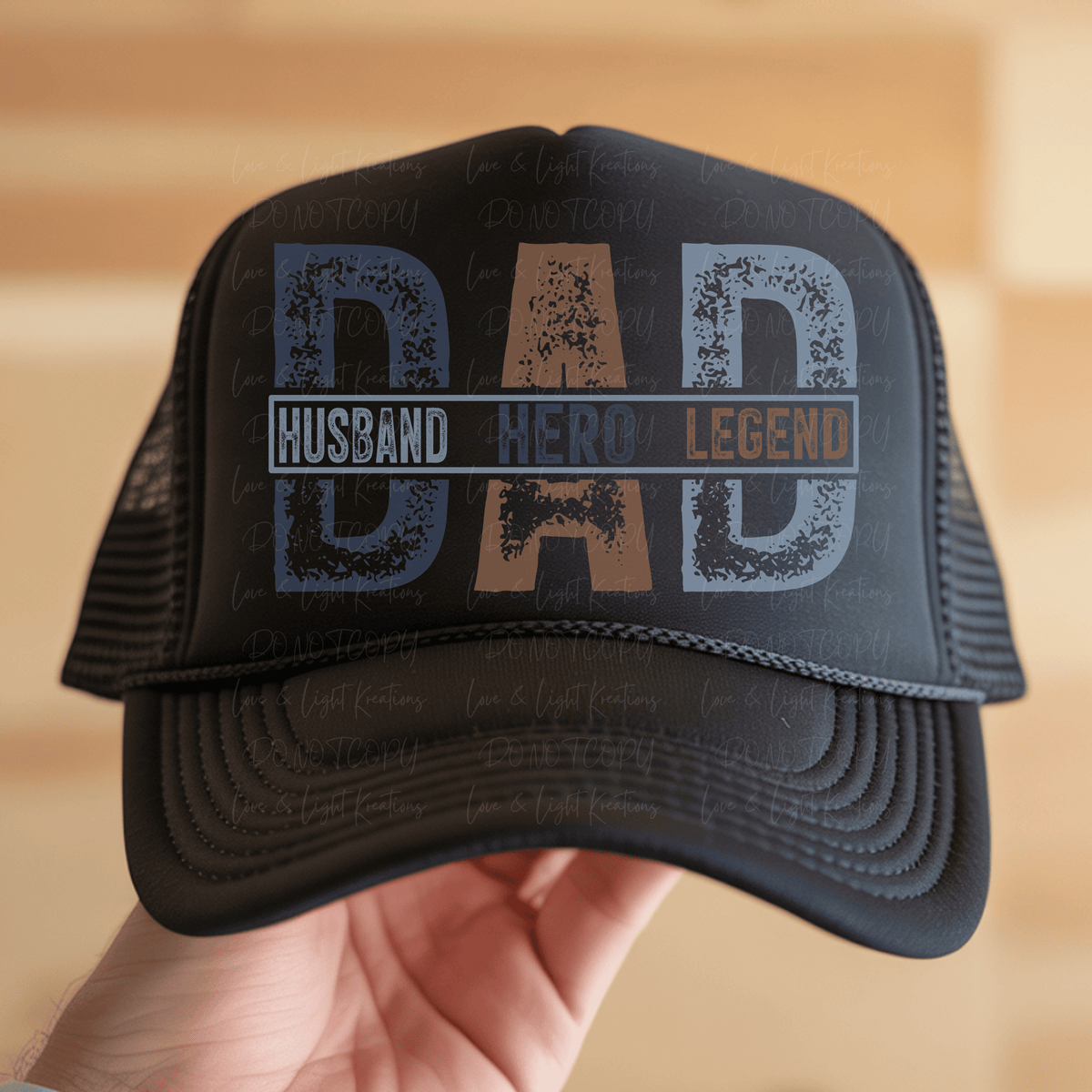 Dad Husband Hero Legend Blue and Brown Distressed