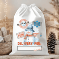 Delivery for Black Hat and Red Checkered Scarf Snowman Nice List Santa Sack