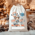 Delivery for with Girl and Snowman Nice List Santa Sack