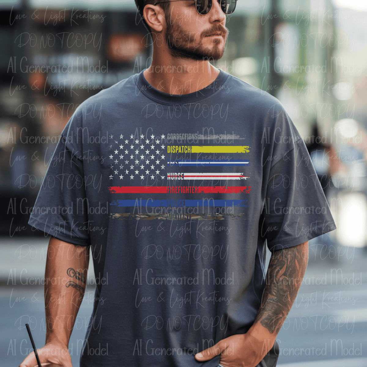 Distressed Back First Responders Flag with Colors