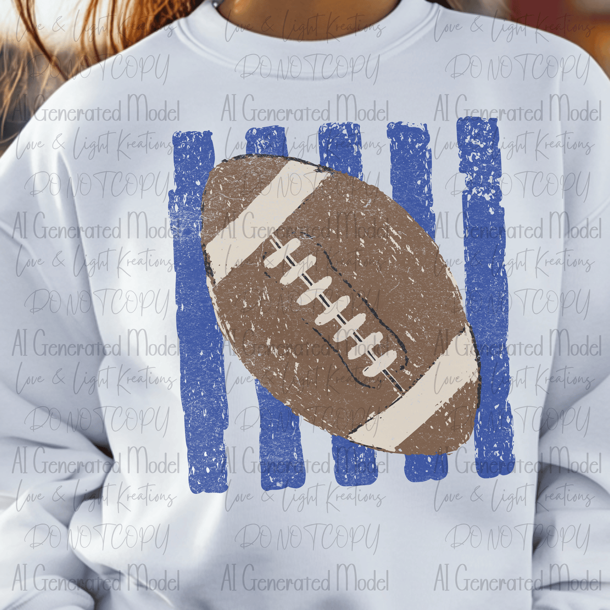 Distressed Dark Brown Football with Dark Blue Stripes