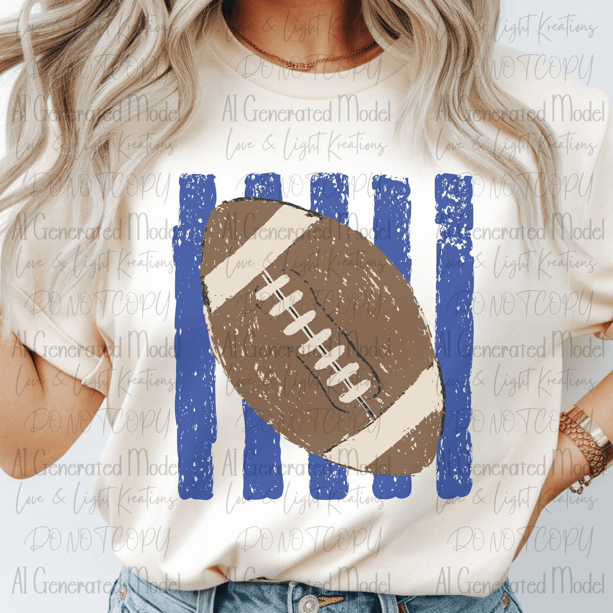 Distressed Football with Dark Blue Stripes
