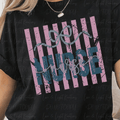 Distressed Nurse with Pink Stripes and Grey Bow