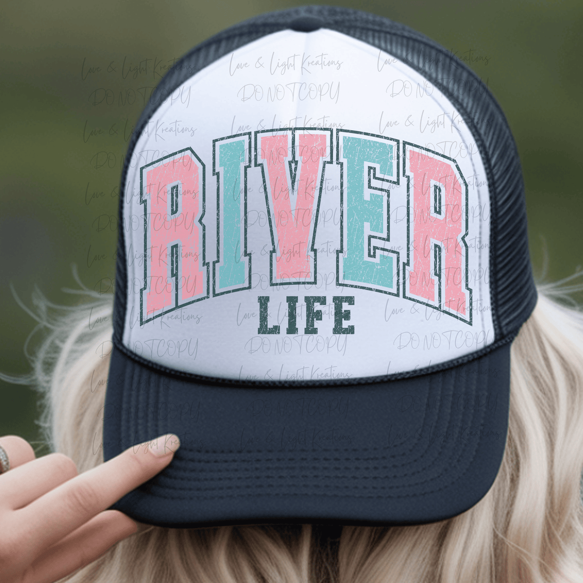 Distressed Pink and Teal River Life